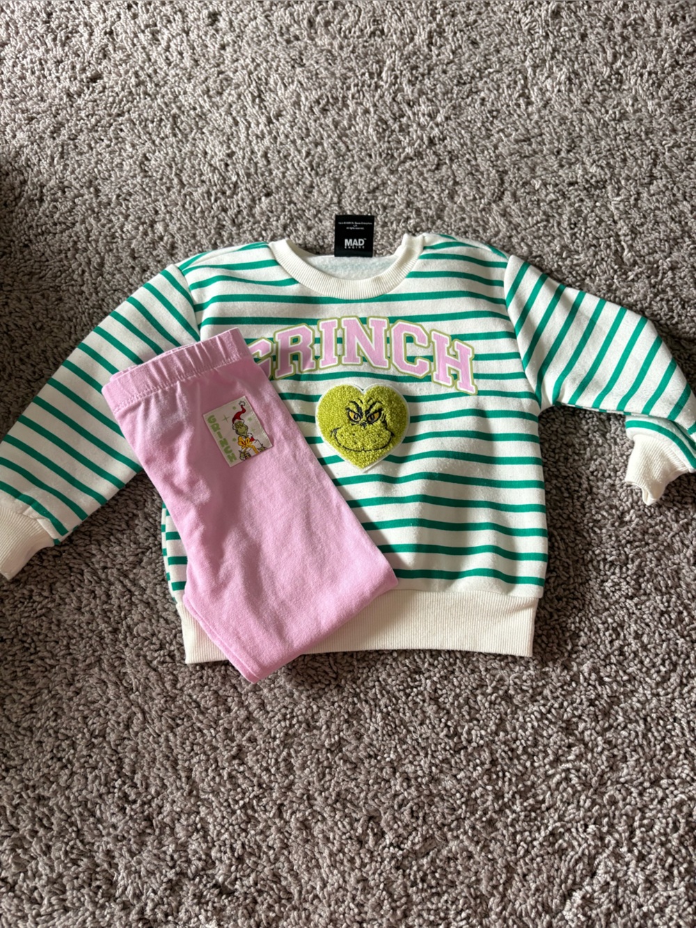 Dr. Seuss Green & White Striped Sweatshirt with Pink Accents